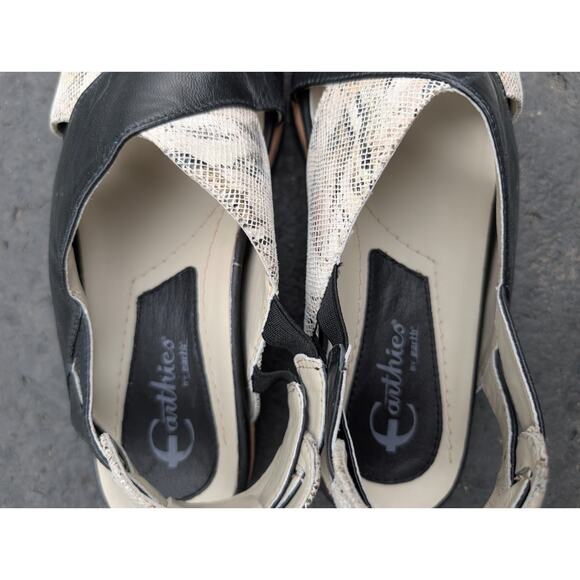 Earthies Womens Santorini Leather Black Slingback Flats Sandals 6.5 Snakeskin - Picture 5 of 8
